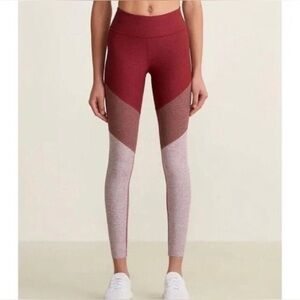 OUTDOOR VOICES burgundy tri color sports bra and leggings